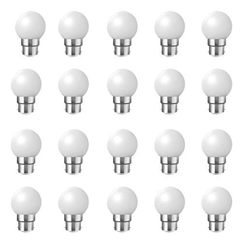 20 X B22 LED Leuchtmittel Globe Glühbirne, Weiße Farbe, Golfball-Leuchtmittel, 2W, 20W Bajonett-Glühbirne, entspricht Fancibuy, für drinnen und draußen von HUAMu