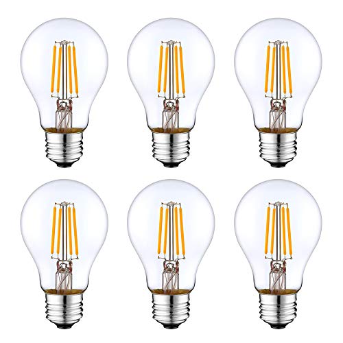 E27 LED-Energiesparlampe, antiker Stil Edison retro LED 4W / 40W Glühlampe gleichwertig, nicht dimmbar, warmweiß 2700K, HUAMU A60 kleine transparente Edison-Schraube, 400lm, AC220-240V, 6 Pack von HUAMu