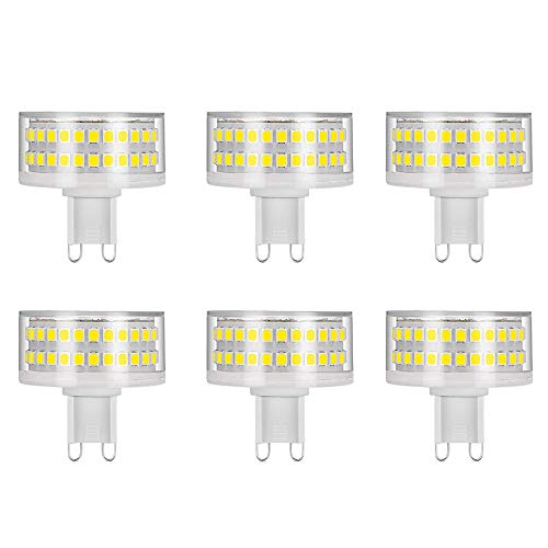 G9 9W LED-Leuchtmittel,kein Flackern,9W entspricht 90W Halogenlampen,900lm,6000K Kaltweiß,AC220–240V,G9 Energiesparlampe,360 °Abstrahlwinkel,6er-Pack von HUAMu