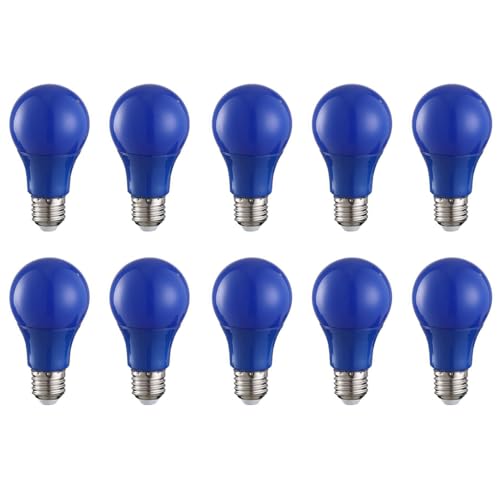 HUAMu 10er Set A60 farbige LED Leuchtmittel Birnenform 3W 25Watt Leuchtmittel Birnenform,für Außen & Innen, Blau von HUAMu