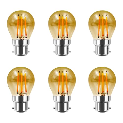 HUAMu Bajonettsockel B22 LED Filament, nicht dimmbar, 4 W, G45/P45, LED-Leuchtmittel, Kugelform, Warmweiß 2700 K, 380 lm, entspricht 40 W, Bernsteinfarben, Edison-Glühbirne von HUAMu