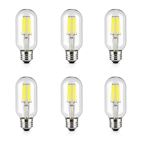 Huamu T45 LED Glühbirne E27 Edison Lampe ersetzt 60 Watt, 2W, 600 Lumen, 6500K kaltesWeiß, LED Kerzen Filament Fadenlampe, 220V AC, für Hängelampe Wandleuchte Pendelleuchte 6er Pack von HUAMu