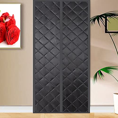 Wärmeschutzvorhang Winter Magnetisch Thermovorhang Verdunklungsgardine Thermo Türvorhang Kälteschutz für türen Balkontür Außentür Wohnzimmer 90x220cm Schwarz von HUAXIQUE