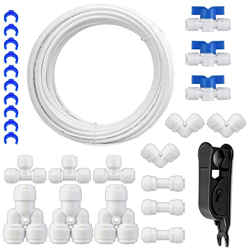 HUAZIZ 10 Meter Universal Anschluss-Set,RO Water Filter Fitting,für 1/4 Zoll Schlauch, Kühlschrankschlauch, Wasserschlauch (Y + T + I + L Typ + Absperrventil) von HUAZIZ