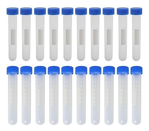 HUAZIZ Laborvorräte 20 Stücke10 ml Zentrifugenröhrchen Rundboden Zentrifugenröhrchen mit anhängendem Deckel Klar Weiß Blau von HUAZIZ