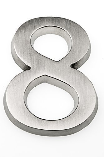 HUBER Hausnummer 8 aus Aluminium 10 cm I Hausnummern für Haus & Tür - Hausnummernschilder in edlem Aluminium 3D Design, House number, eloxiert von HUBER