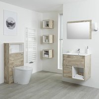Hoxton Badmöbelset - 600mm Waschtischunterschrank und wc mit Spülkastenverkleidung - Helle Eiche - Hudson Reed von HUDSON REED