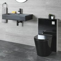 Hudson Reed Nox - Stand WC mit Sanitärmodul und Hängewaschbecken Set&44 Schwarz von HUDSON REED