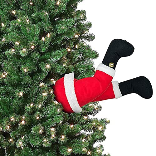HUIKJI 38,1 cm Weihnachtsmann- und Elfenbeine, Plüschfüße mit Schuhen, dekorativ gefüllte Weihnachtsmann-Beine, Ornament für Weihnachtsbaumfront von HUIKJI