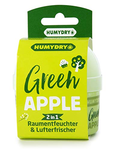 Humydry Luftentfeuchter Mini 75g Green Appel - Entfeuchter und Erfrischer mit frischem Apfelduft für kleine Räume von HUMYDRY