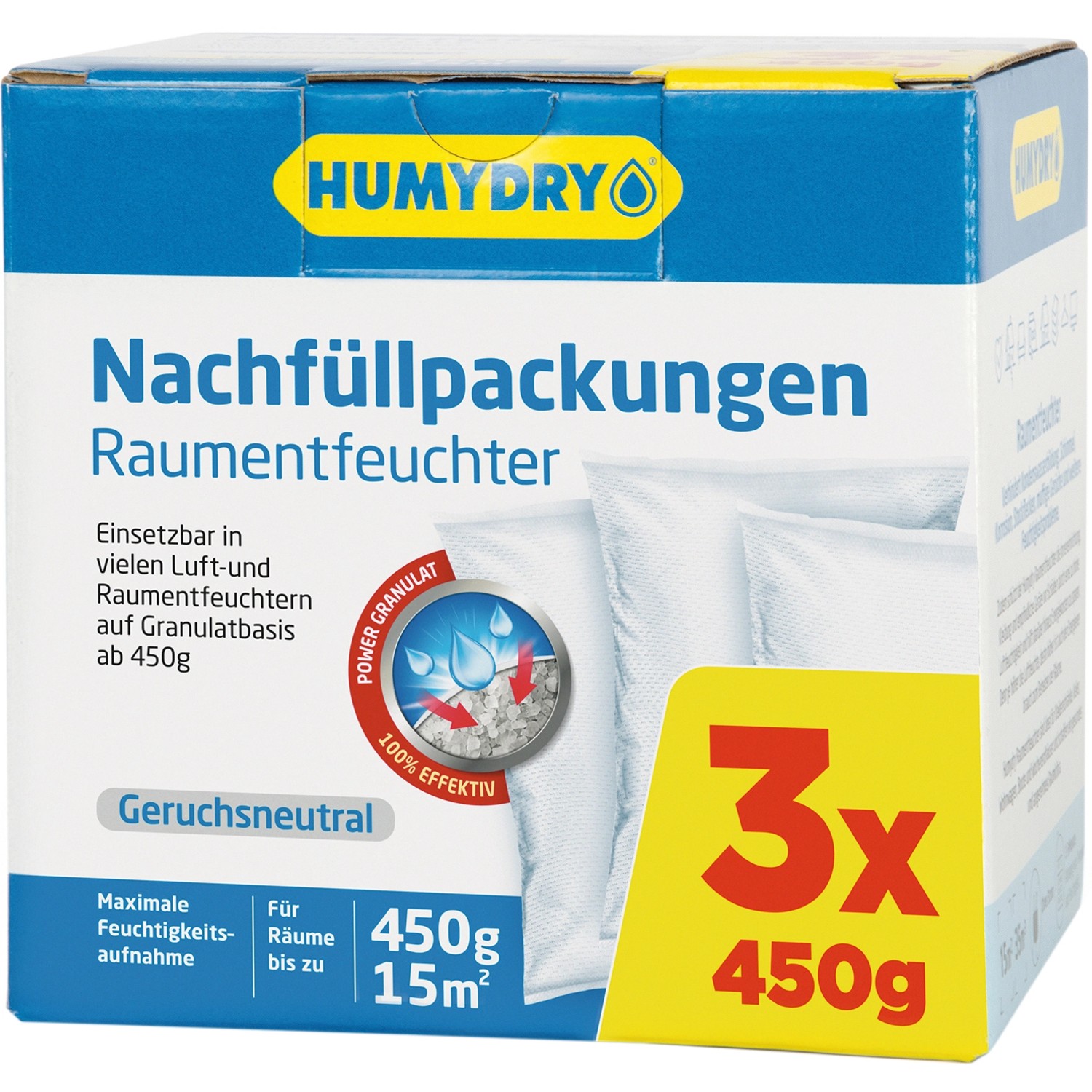 Humydry Universal Raumentfeuchter Nachfüllpackungen Neutral 3 x 450 g von HUMYDRY