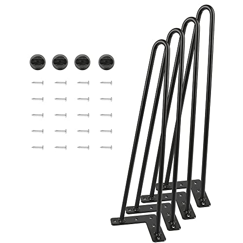 HUOLE Haarnadel Tischbeine,Modern-Stil DIY Metall Möbelfüße Hairpin Legs mit Bodenschoner & Schrauben für Schreibtisch Schrank Nachtständer-4 Stück -50 cm Schwarze von HUOLE