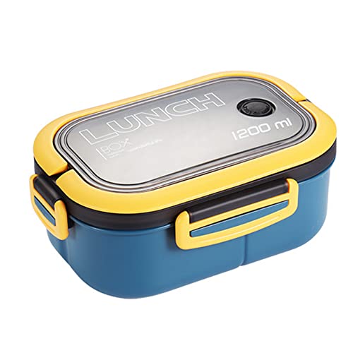 HUTVD Lunchbox 1200ML, 2-Lagige Unterteilung und Auslaufsichere, Bento Box für Erwachsene Kinder, Geeignet für Lunchbox für Arbeit, Büro, Schule （Blau） von HUTVD