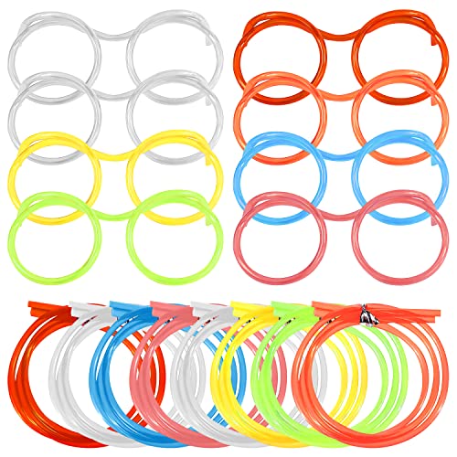 HUTVD 8 Stück Strohhalm Brille, Plastikstrohhalme Party Trinkbecher Strohhalme, Funny Straw Glasses DIY Wiederverwendbare Loop Trinkhalm Brillen für Kinder Party Gadgets Zubehör von HUTVD