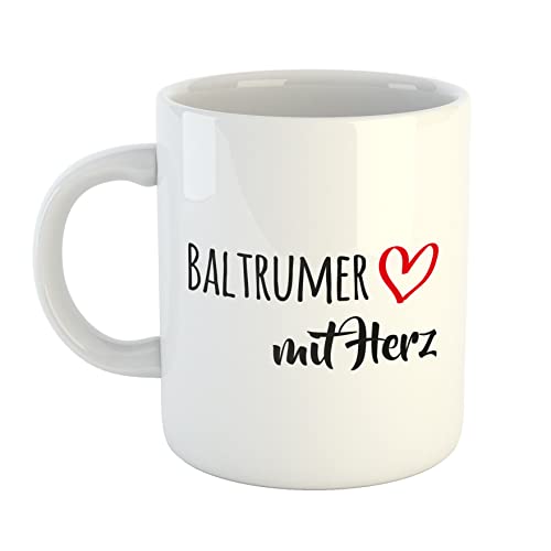 HUURAA! Kaffeetasse Baltrumer mit Herz Keramik Tasse 330ml Geschenk Idee mit Motiv für alle Fans der Insel Baltrum von HUURAA