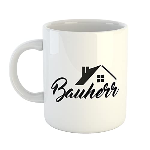 HUURAA Kaffeetasse Bauherr Haus Keramik Tasse 330ml mit Motiv Geschenk Idee für alle frischen Hausbesitzer von HUURAA