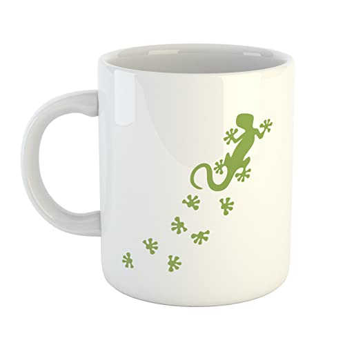 HUURAA Kaffeetasse Gecko Tapsen Keramik Tasse 330ml mit Motiv Geschenk für alle Echsen Freunde von HUURAA