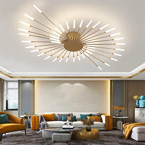 AHXIAOZN Modern LED-Deckenleuchte,Kreative Blumenform Design wohnzimmerlampe Schlafzimmer Deckenlampe für Küche, Flur, Balkon, Esszimmer (42 Lichter, Gold) von AHXIAOZN