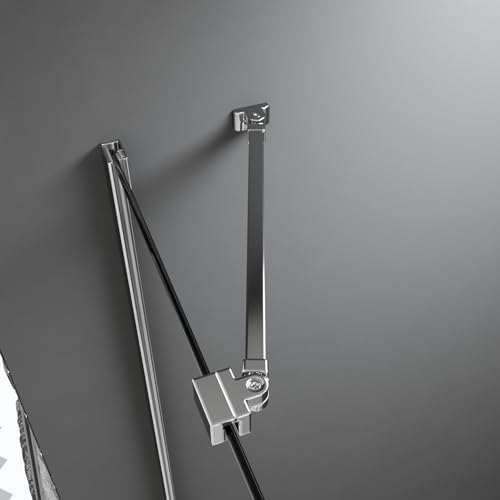 Duschabtrennung Stabilisator, Stabilisierungsstange für Duschwand Duschkabine 50 cm für Glasdicke 5-8 mm mit Gelenk flexibel 360°drehbar Aluminium für Dusche Walk-in Duschwände von HY-RWML