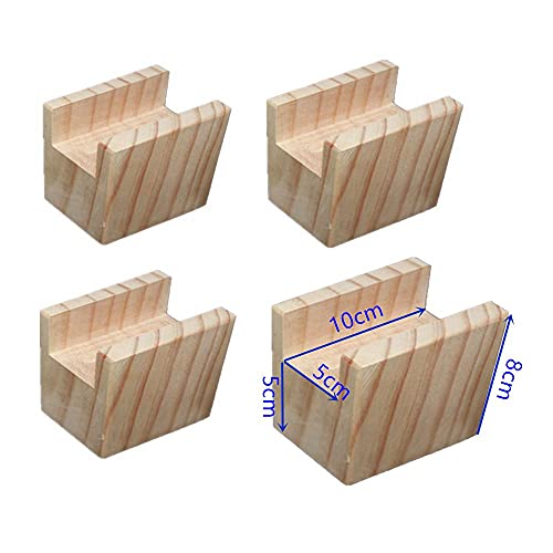 Möbelerhöher Betterhöhung Tischerhöher Elefantenfuß Bed Riser aus Holz 4 Stück (Länge 10 cm Rillenbreite 5,0 cm 5 cm erhöhen) von ENCOMAG