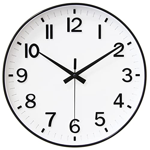 HZDHCLH 30cm Lautlos Wanduhr Schleichende Sekunde mit Arabisch Ziffer ohne Ticken für Dekoration Wohnzimmer, Küche, Büro, Schlafzimmer（Weiß Schwarz） von HZDHCLH