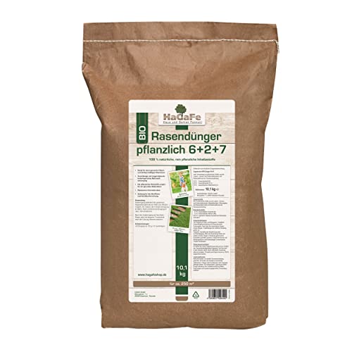 HaGaFe Bio Rasendünger Rasen - Dünger rein pflanzlich im Papierbeutel (10,1 kg (1 x 10,1 kg)) von HaGaFe