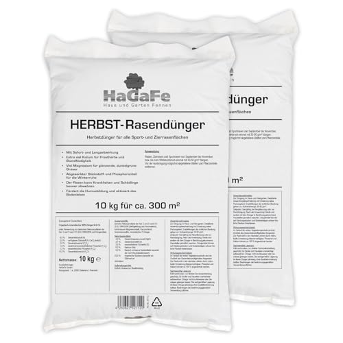 HaGaFe Herbstrasendünger Herbst Rasendünger Kaliumdünger Dünger, 20kg (2x10kg) von HaGaFe