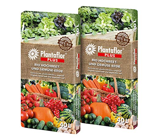HaGaFe Plantaflor Plus Bio Hochbeeterde Gemüseerde Erde torfreduziert 2X 40 Liter Sack (80 Liter) von HaGaFe