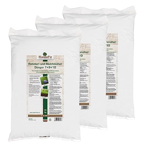 HaGaFe Rasendünger für Mulchmäher und Mähroboter Rasen Dünger (30 kg (3 x 10 kg)) von HaGaFe
