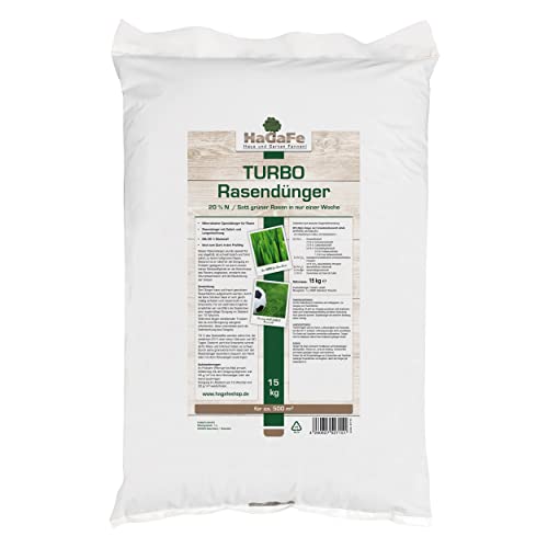 HaGaFe TURBO Rasendünger 20% N (Stickstoff) Dünger Spezialdünger Mit Sofort Und Langzeitwirkung, 15kg (1x15kg) von HaGaFe