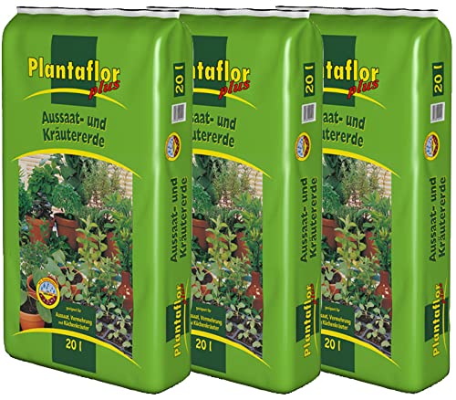 Plantaflor Plus Aussaaterde Kräutererde Ansaaterde Stecklingserde Erde Blumenerde 60 Liter (3 x 20 L) von HaGaFe