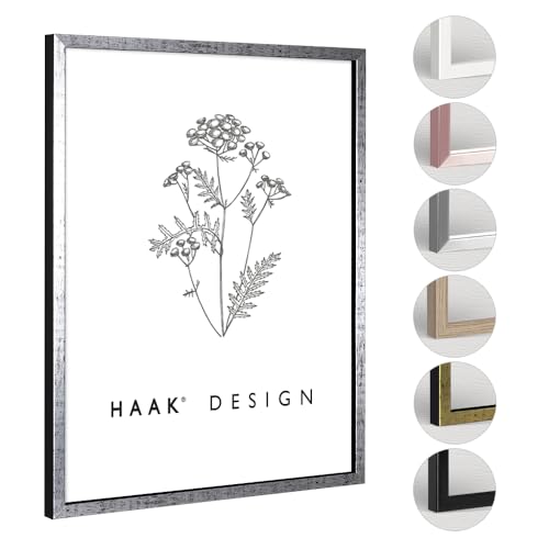 HaakDesign Bilderrahmen Posterrahmen Sunny perfekt für Ihr Poster Bild in Schwarz Silberglanz Antik mit Acrylglas 30 X 40 cm von HaakDesign