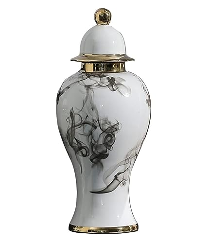 Ingwerglas Ingwergläser Ingwer Glas Weiße Keramik-Ingwerdose Mit Deckel. Traditionelle Chinesische Dekorative Porzellangläser. Tempelglas Mit Deckel Ingwerglas Vase Vorratsglas (Color : A, Size : 20 von Habrur