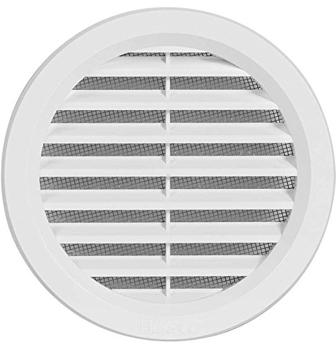Kunststoff Lüftungsgitter - Abluftgitter - rund - mit Flansch/Rohranschluß und Insektenschutz - Deckmaß: 123 mm (VM100) (2) von Haco