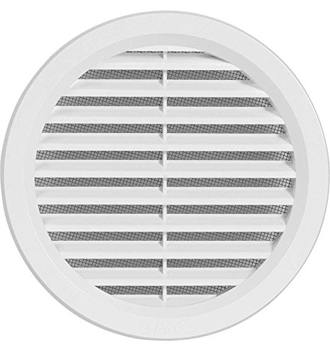 Kunststoff Lüftungsgitter - Abluftgitter - rund - mit Flansch/Rohranschluß und Insektenschutz - Deckmaß: 144 mm (VM125) (1) von Haco
