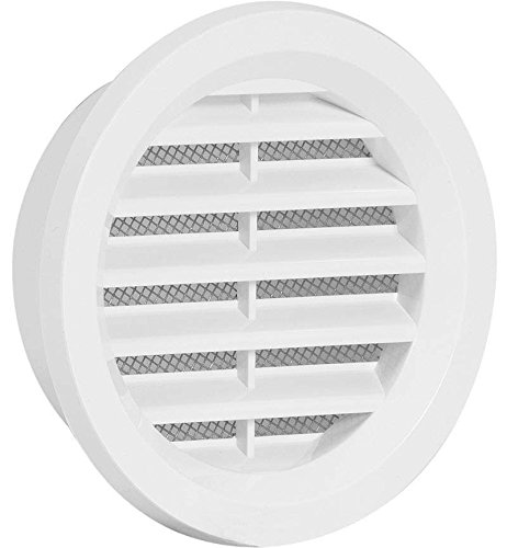 Kunststoff Lüftungsgitter - Abluftgitter - rund - mit Flansch/Rohranschluß und Insektenschutz - Deckmaß: 92 mm (VM-75) (5) von Haco