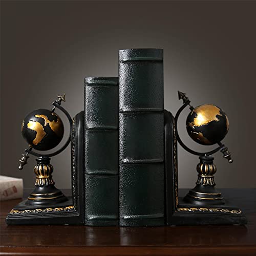 Rustikale dekorative Buchstützen im Vintage-Stil, Buchregal-Enden, Stopper, Figur aus Kunstharz, Buchstütze(Schwarz/Gold) von Hahhhha