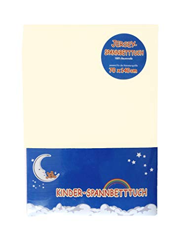 Hahn Jersey-Spannbettlaken für Kinderbett, 70x140 cm, creme von Hahn