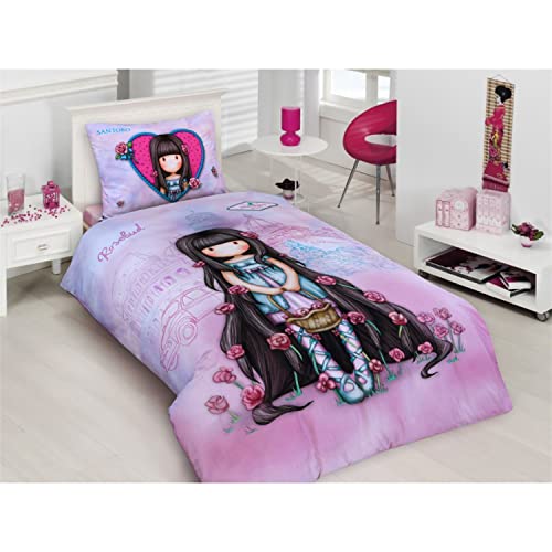 Halantex Santoro GORJUSS Rosebud Bettwäsche-Set für Mädchen, 2-teilig, Bettbezug 140 x 200 cm + Kissenbezug 70 x 90 cm, mehrfarbig, 100 % Baumwolle von Halantex