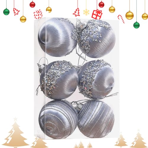 Bruchsichere Weihnachtskugel-Ornamente | Samt-Weihnachtskugeln, Großpackung | 6er-Set Samt-Weihnachtsbaumkugeln mit Metallschnur für die Heimparty Halatua von Halatua