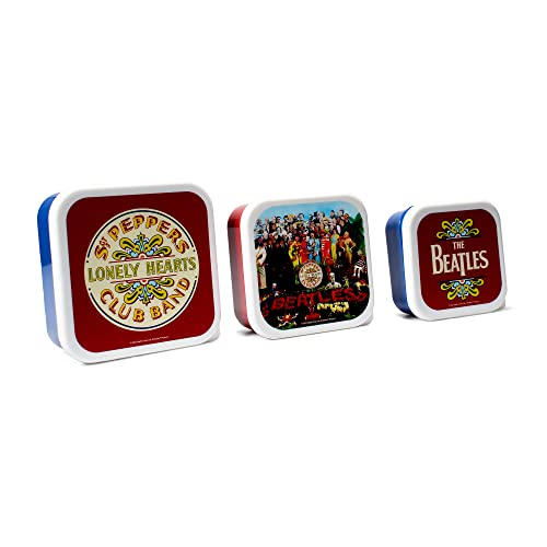 Half Moon Bay Snackbox-Set mit 3 Stück | The Beatles Themed Kunststoff Lebensmittelbehälter mit Deckel | Lunchbox Erwachsene & Kinder Bento Lunchbox | Frischhaltedosen | Kinder Snackboxen & von Half Moon Bay
