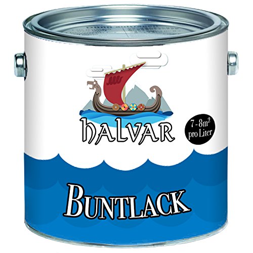 Halvar Buntlack skandinavischer Farb-Anstrich für Holz und Metall - farbliche Gestaltung - wirkt schützend! (5 L, Taubenblau (RAL 5014)) von Halvar