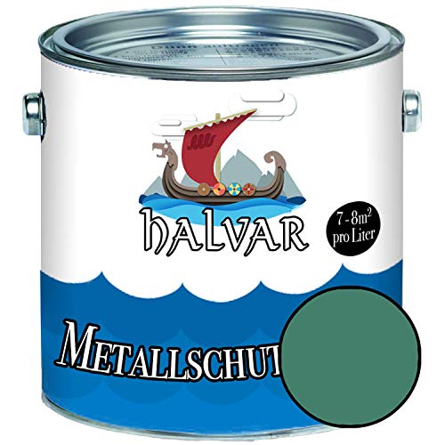 Halvar Metallschutzlack GLÄNZEND Grün RAL 6000-6037 Metallfarbe besonders robuster Kunstharzlack Wetterbeständig & perfekter Langzeitschutz Metall (2,5 L, RAL 6000 Patinagrün) von Halvar