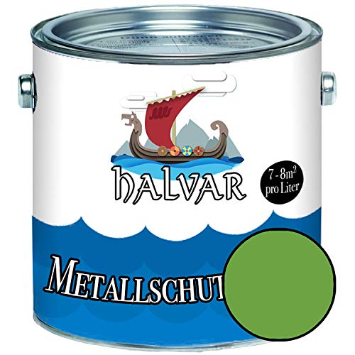 Halvar Metallschutzlack GLÄNZEND Grün RAL 6000-6037 Metallfarbe besonders robuster Kunstharzlack Wetterbeständig & perfekter Langzeitschutz Metall (5 L, RAL 6018 Gelbgrün) von Halvar