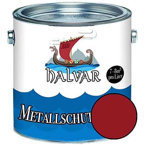 Halvar Metallschutzlack GLÄNZEND Rot RAL 3000-3031 Metallfarbe besonders robuster Kunstharzlack Wetterbeständig & perfekter Langzeitschutz Metall (2,5 L, RAL 3003 Rubinrot) von Halvar