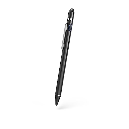 Hama Stift für Tablet (Eingabestift, aktiv, ultrafein, für Android/iOs, Handy Stift, Tablet Stift, aufladbar, für kapazitiven Touch Display, iPad kompatibler Stift, Touchpen, Pen, mit Clip) schwarz von Hama