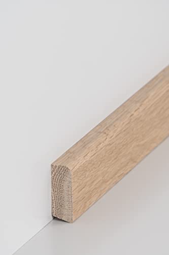 Holzfußleiste 16 x 40 mm abgerundet Eiche lackiert 240 cm Fußleiste Fußbodenleiste Sockelleiste Abschlussleiste Parkett Teppich Südbrock von Handelskönig