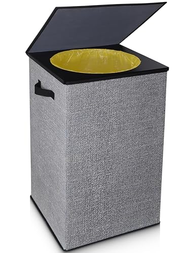 Handfill Gelber Sack Ständer 70 Liter mit Deckel - praktischer Müllsackständer für gelbe Säcke - Mülltonne ideal als gelber Sack Mülleimer nutzbar - stabiler Mülleimer gelber Sack von Handfill