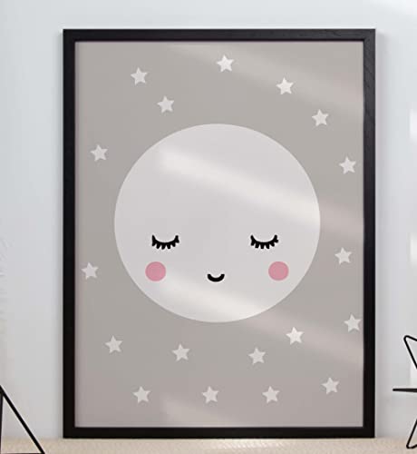 Handmade By Stukk Kunstdruck, Motiv: Schlafende Wimpern, Emoji, Kinderzimmer, A4, 210 x 297 mm von Handmade By Stukk