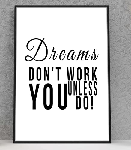 Handmade By Stukk Poster mit inspirierendem Zitat "Dreams Don't Work Unless You Do", 841 x 1189 mm von Handmade By Stukk